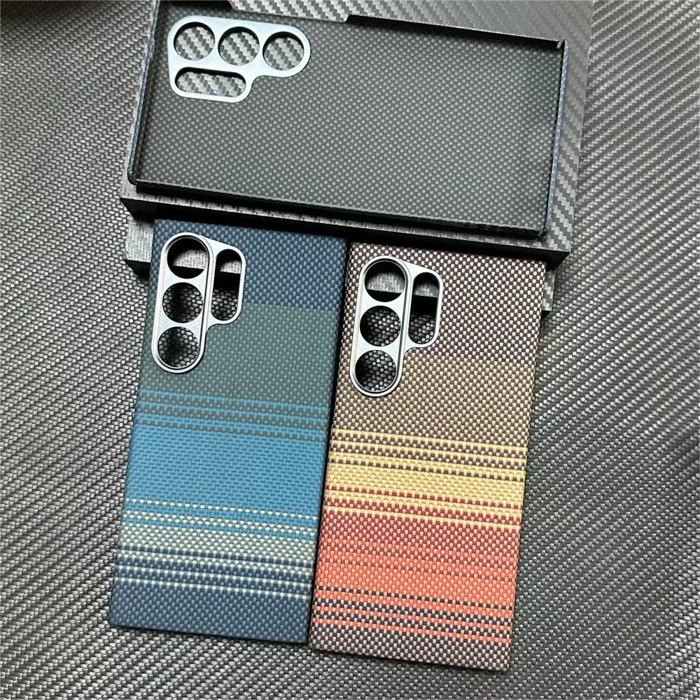 Slim & Light Carbon Fiber Phone Cover Shockproof Hard Shell 1500D Aramid Fiber for Samsung Galaxy S24 Ultra