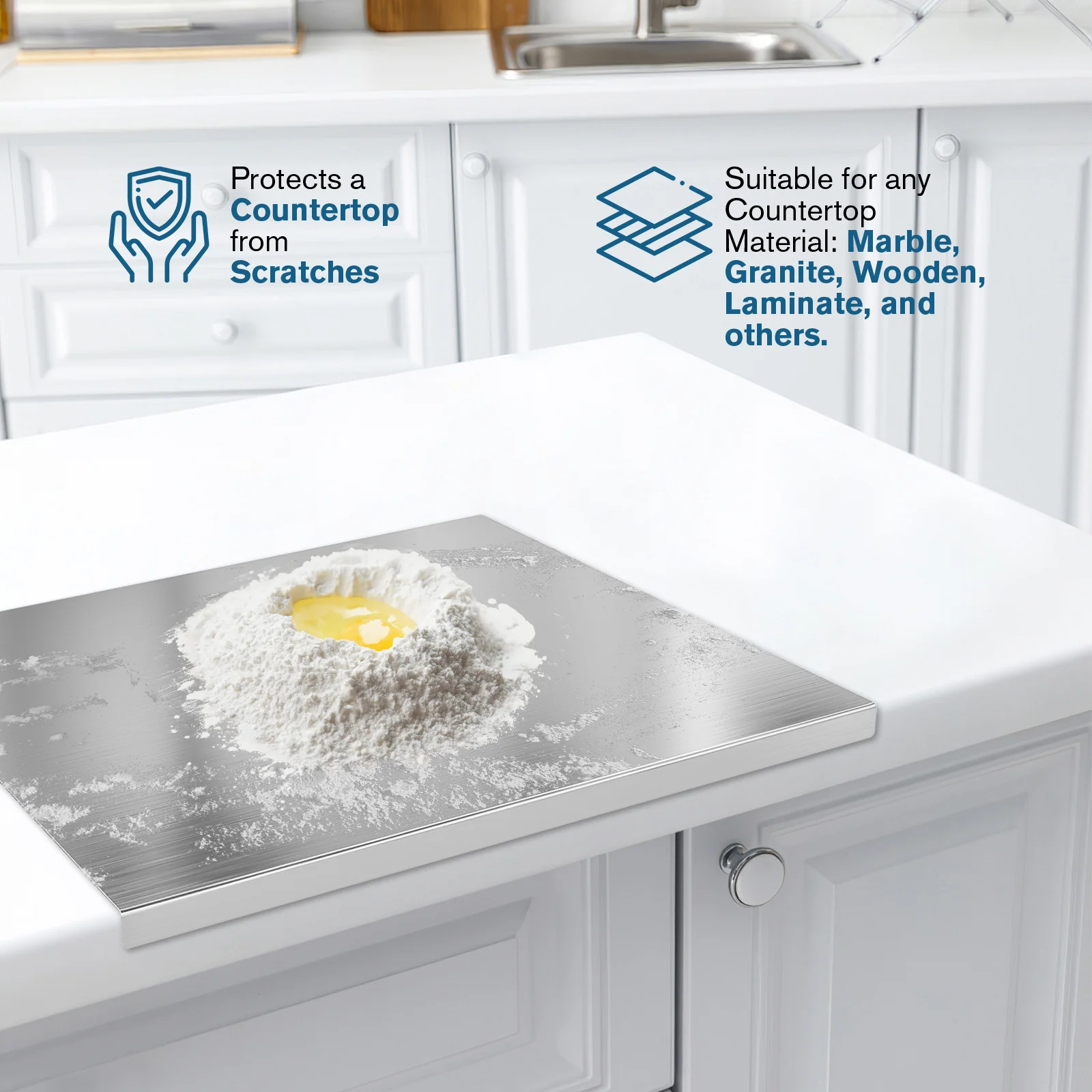 

1pc Stainless Steel Cutting Board Thick Kneading Dough Board Kitchen Tool Non-Stick Easy Clean Environmentally-Friendly