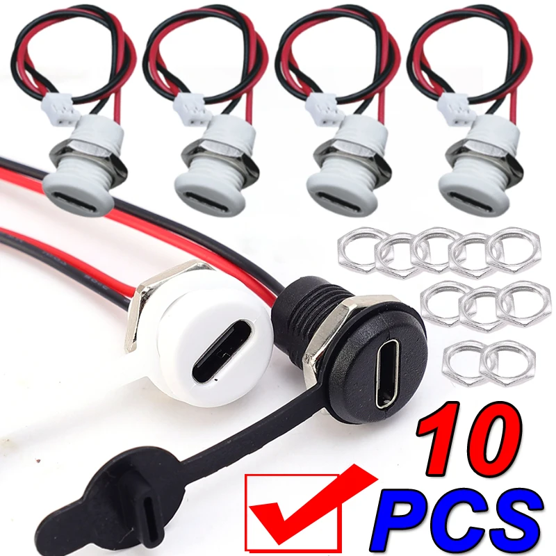 

1/5/10 шт. 2-контактный разъем типа C, разъем USB C, водонепроницаемый разъем, гнездовой порт для зарядки с пряжкой для карты, плата блокировки