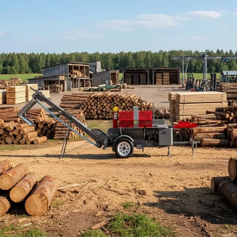 Large Diameter Log Feed Hydraulic Wood Splitter Firewood Splitting Machine Accept 30cm Wide Raw Tree Log Input