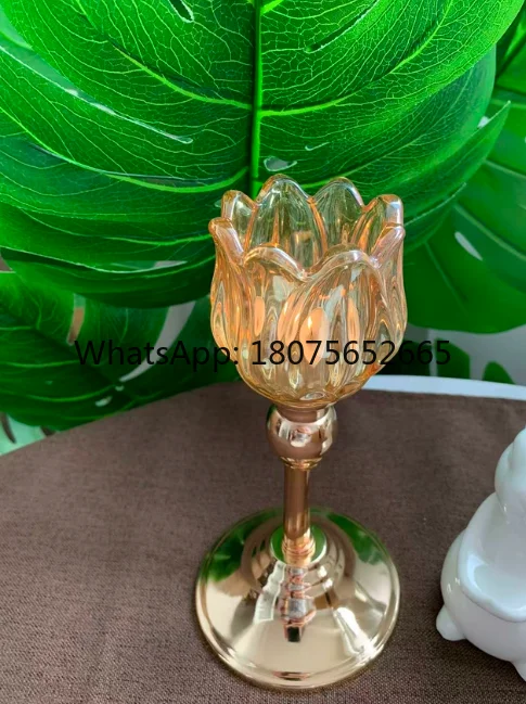 Glass candle holder retro tall candle holder household dining table candle light dinner atmosphere ornament