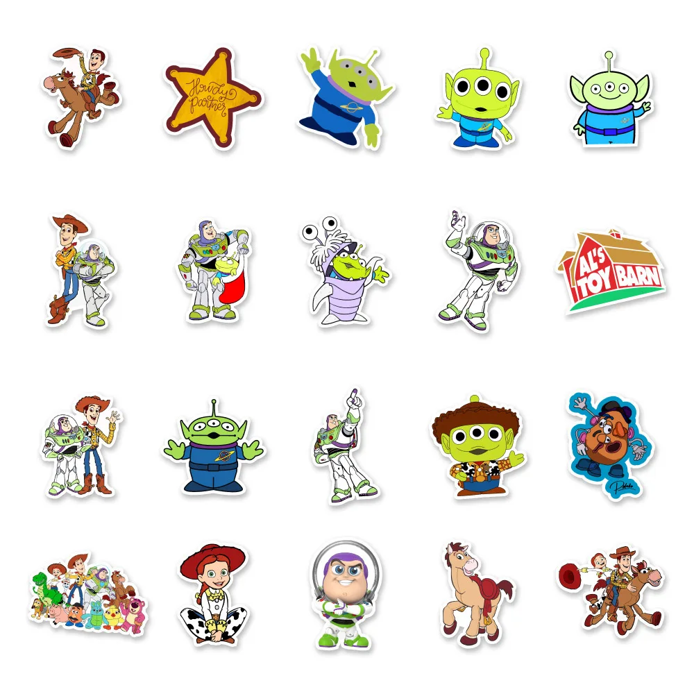 Autocollants de dessin animé Disney Toy Story pour ordinateur portable, bagage, vélo, voiture, téléphone, Scrapbook, journal intime, autocollants