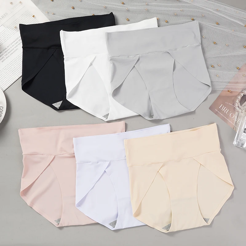 Culotte taille haute sans couture pour femme, sous-vêtement fendu à la taille, slip design pour femme, intimes féminins, lingerie à l'entrejambe Ice InjSoft