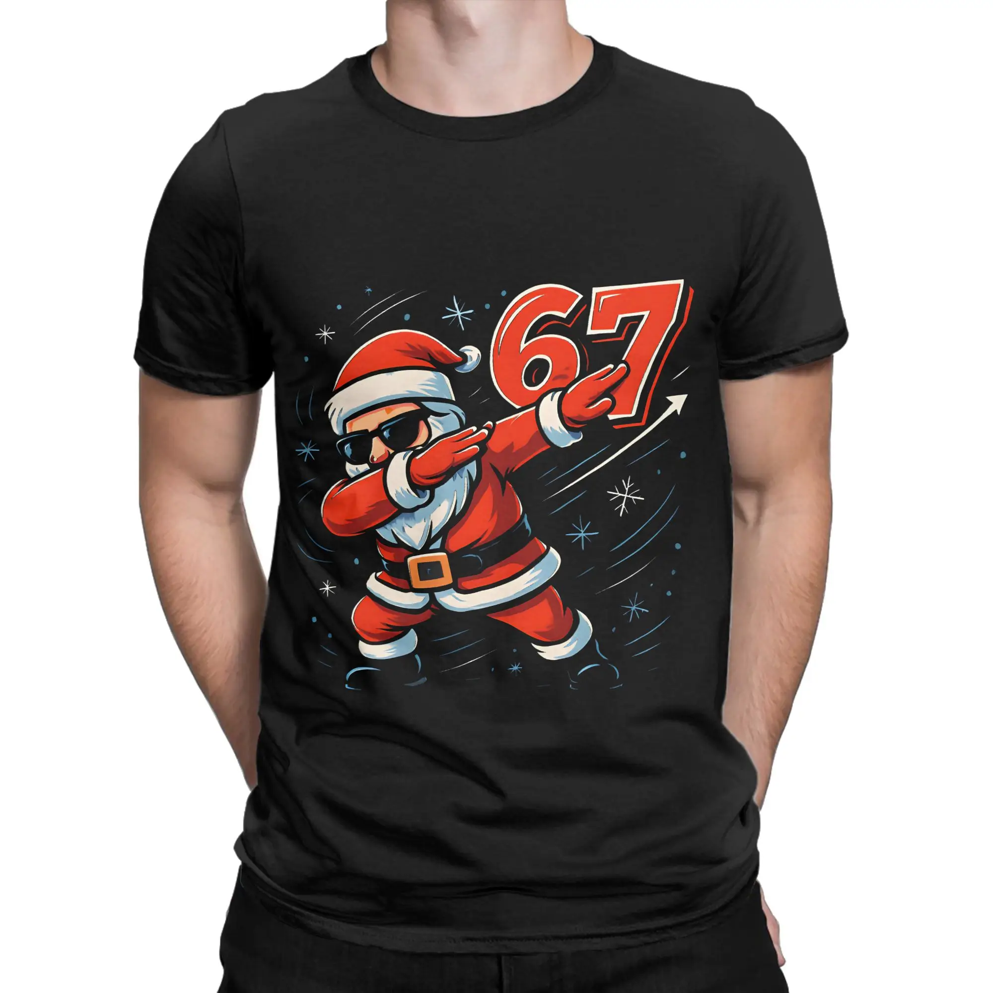 

Новое поступление, забавная рождественская футболка Santa Says Six Seven для мужчин и женщин, футболки из 100% хлопка, одежда с короткими рукавами