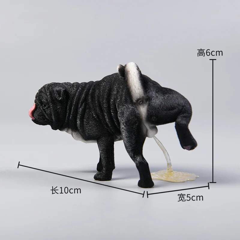 JXK 1/6 Scale Small Animal Figurines Leg Lift Pug Model Animal Doll Puppy Material Resin Toy Model for 12inch Doll Accessory