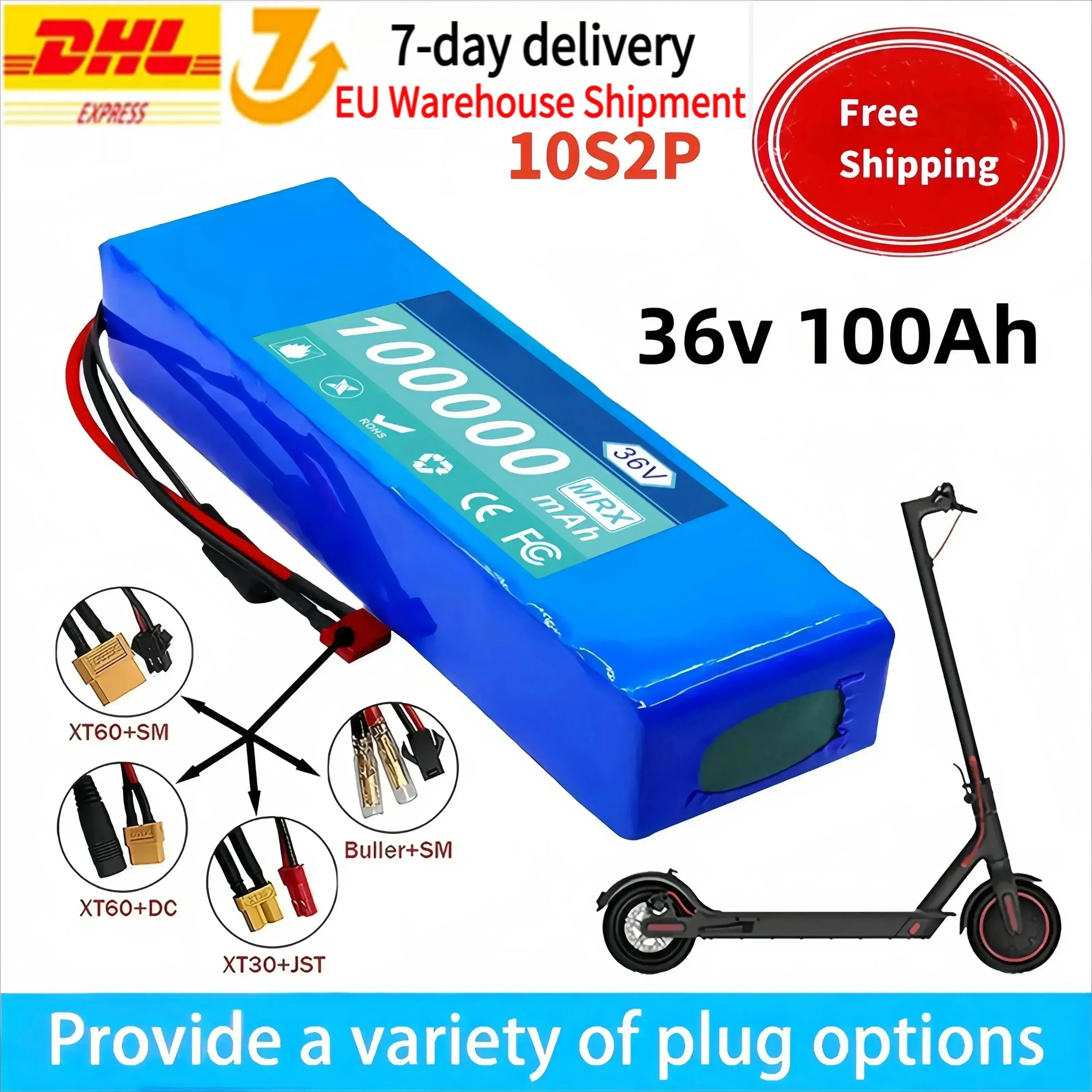 Batterie de scooter électrique 36V 100000mAh 10S2P, batterie de scooter électrique au lithium 36V 500W, batterie 36V 10S2P