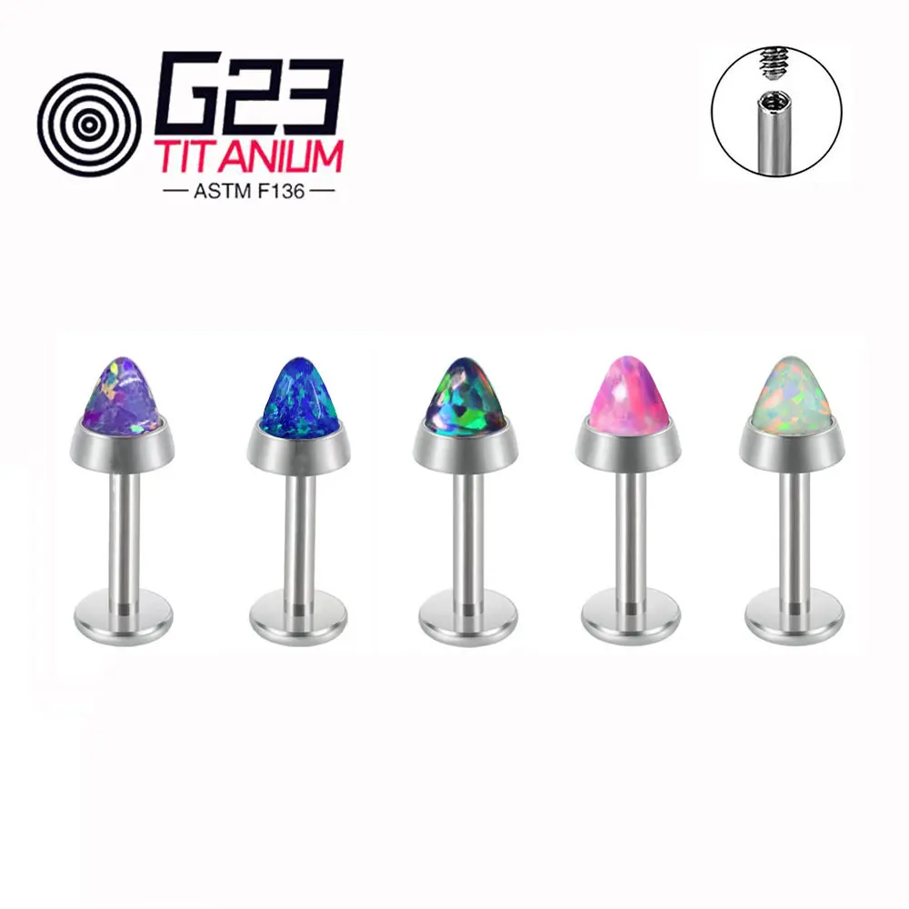 Luxury G23 ASTM F136 Titanium Nail Nose Stud Labret Internally Threaded Stud Earrings Body Piercing Women Jewelry