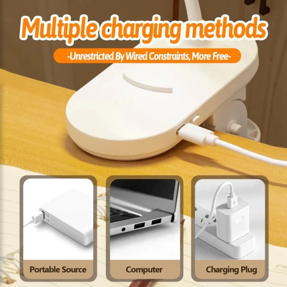 

3 Colors LED Clamp Desk Lamp Touch Dimming Eye Protection LED Book Clip Lights Flexible Energy-Efficient Clamp Night Light