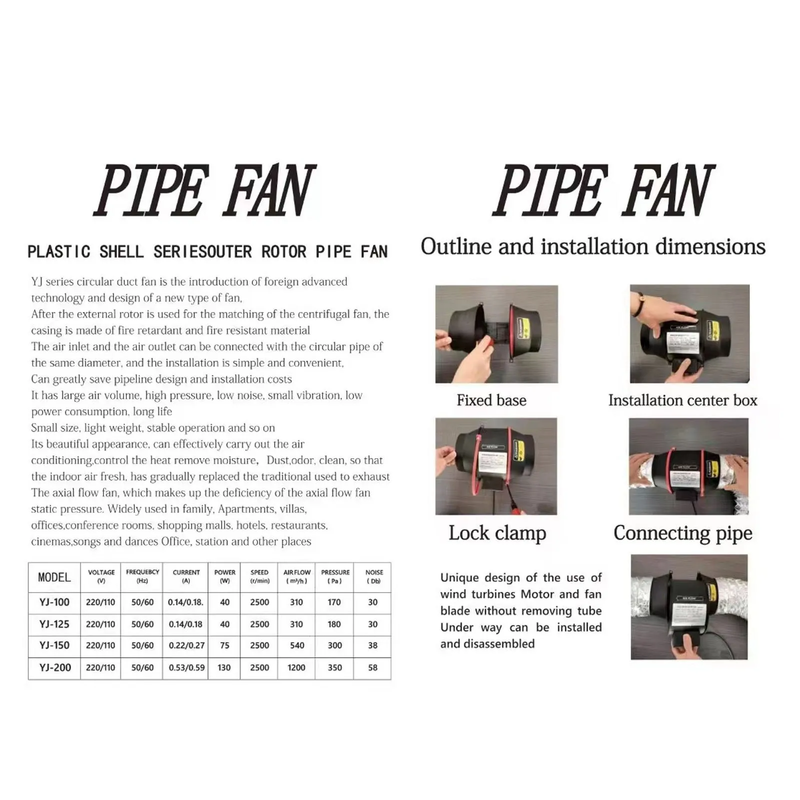 مروحة قناة 4 بوصة 40 وات 2550 دورة في الدقيقة دفعة مائلة أنبوب هادئ مروحة تهوية معززة مروحة قناة مروحة تهوية مروحة معززة للتهوية