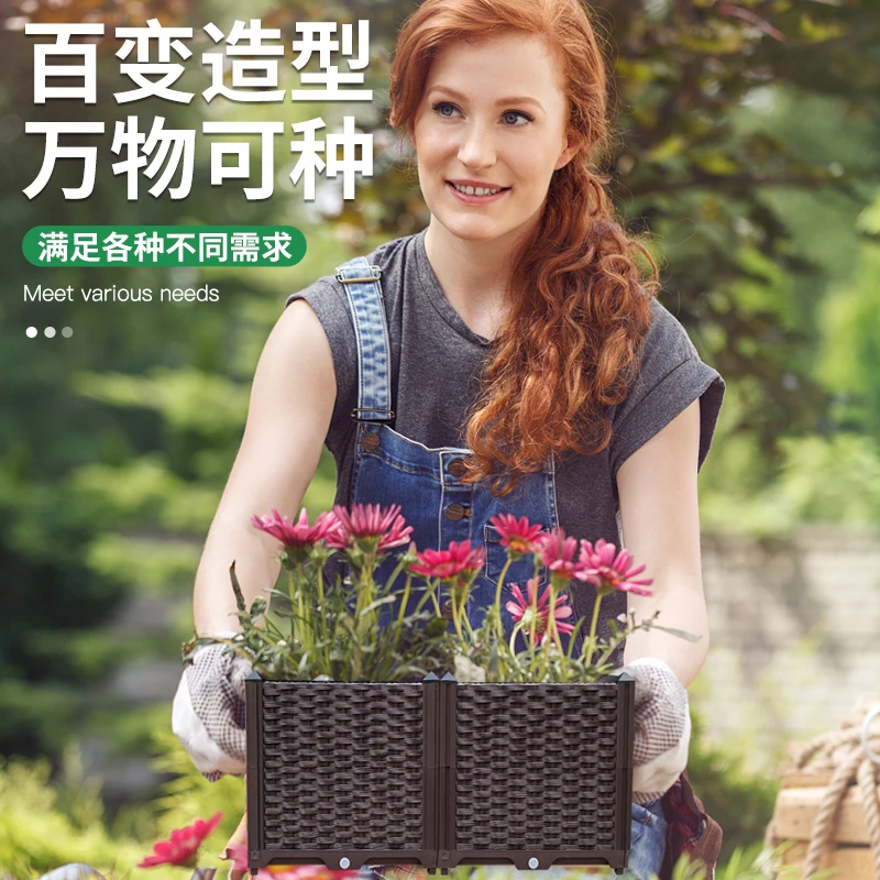 Balcony Vegetable Planting Box Planting Box Home Roof Vegetable Garden Equipment Extra Large Deepened Combination Vegetable Plan