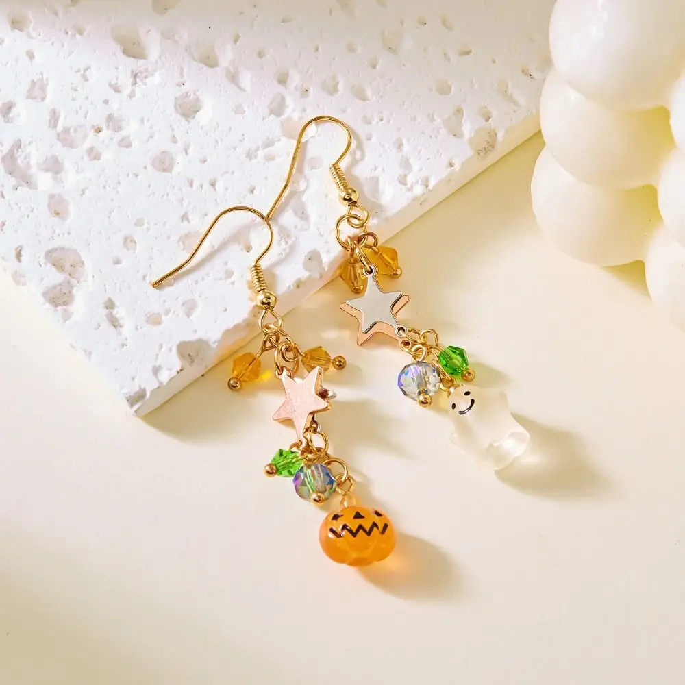 Fashion Rhinestone Halloween Earrings Ghost Jewelry Pumpkin Ear Studs Trick or Treat Pendant Spider Dangle Earrings Hipster