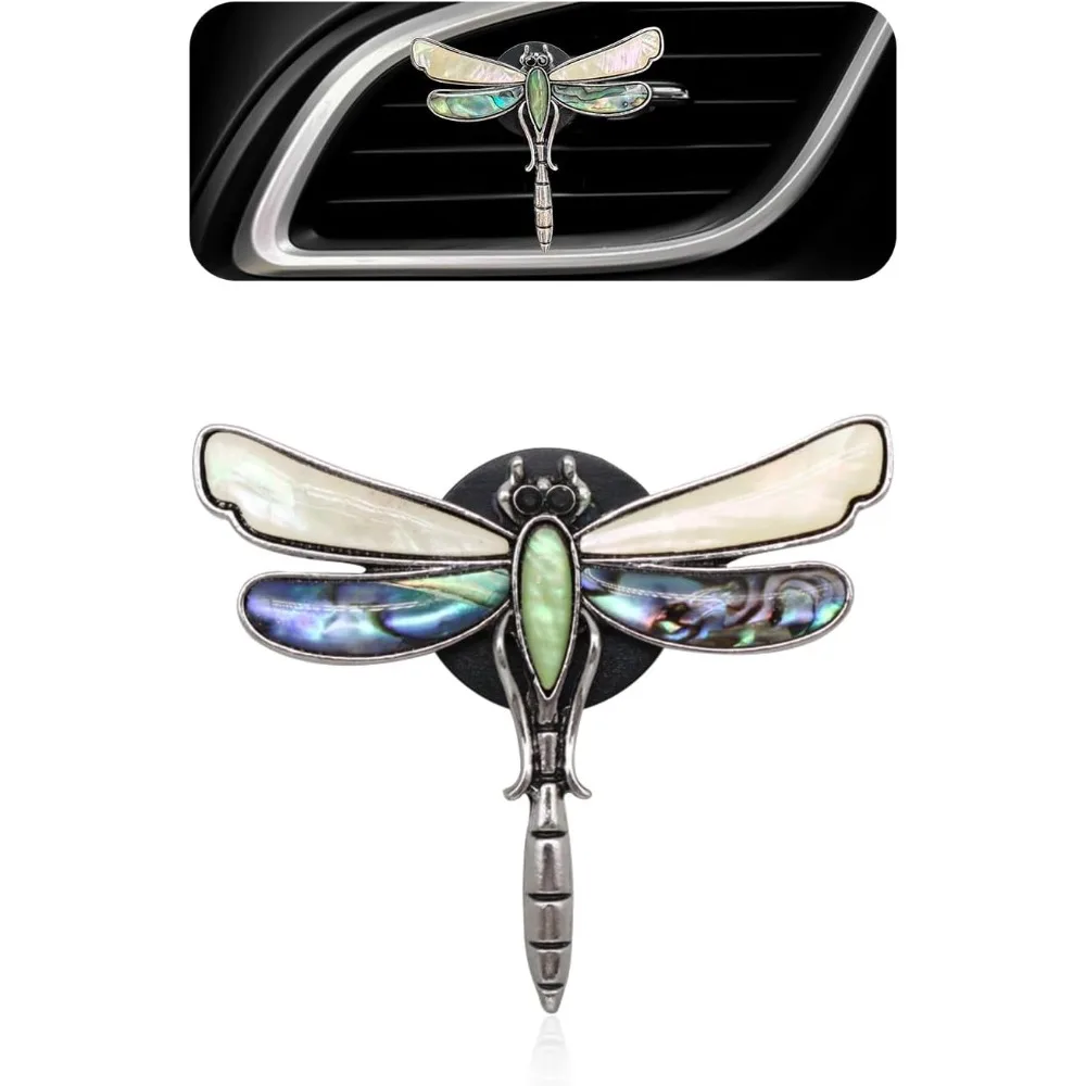 

dragonfly car decor,cute car air freshener vent clip,iridescent abalone shell dashboard decoration gift for women teens,refillab