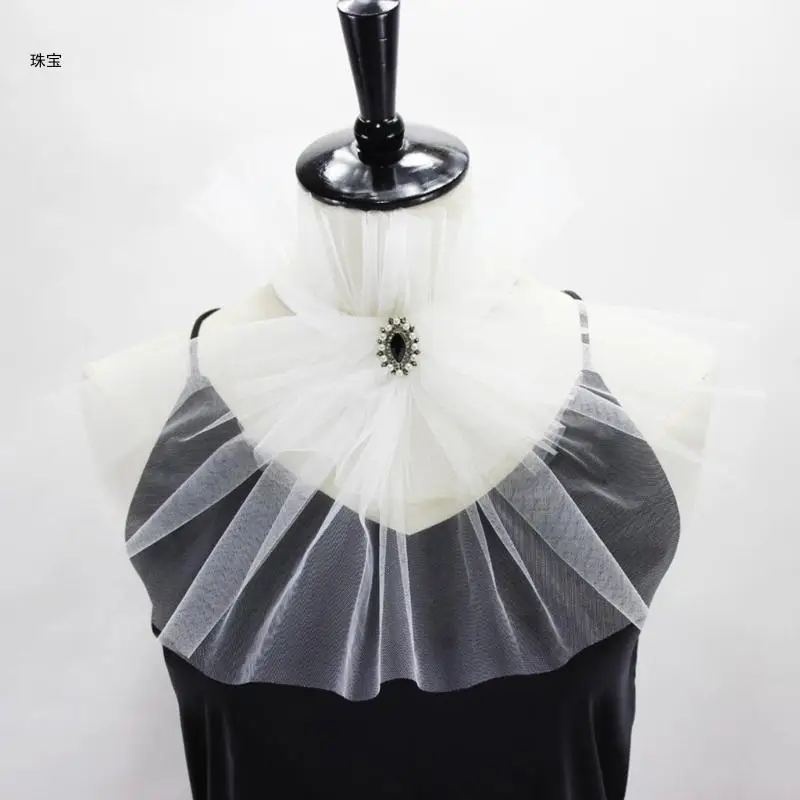 X5QE Victorian Collar Ruffled Collar Frilled Collar Sweet Lapel for Shirt Blouses