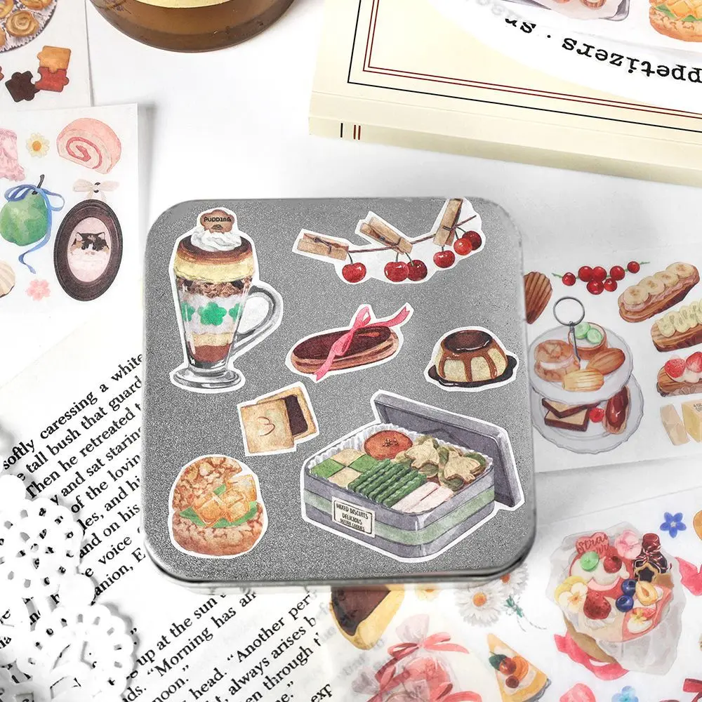 6 Sheets/pack Dessert Theme Stickers Vintage Washi Stickers For Decoration Planner Phone Case Scrapbook Coffee Journals Decor