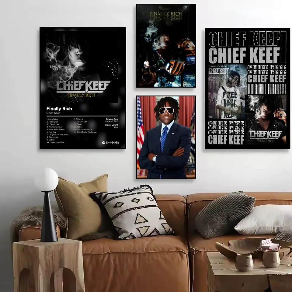 ملصق ألبوم Pop Rap C_Chief K_Keef ملصقات جدارية فنية جدارية مطبوعة للصور لديكور غرفة المعيشة المنزلية والممر