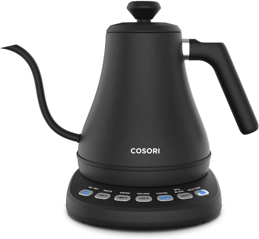 

Electric Gooseneck Kettle with 5 Temperature Control Presets, 100% Stainless Steel Inner Lid & Bottom, 1200W/0.8L