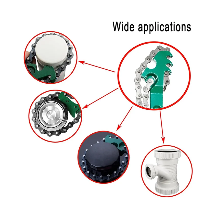 B50C Sturdy Adjustable Heavy Duty Ratchet Chain Oil Filter Wrench Reversible Chain Style Pipe Mount Wrench 16 Inch