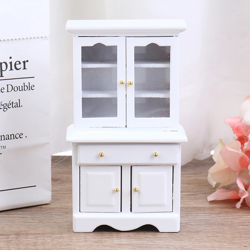 1/12 دمية أثاث مصغر متعدد الوظائف خزانة خشبية خزانة الكتب لعبة مجسمة #5