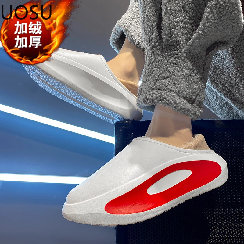 Couple Slipper Home Cotton Shoes Thickening Slip-on Classic Hard-wearing UOSU Thick Bottom Fashion Home Cotton Shoes New Style