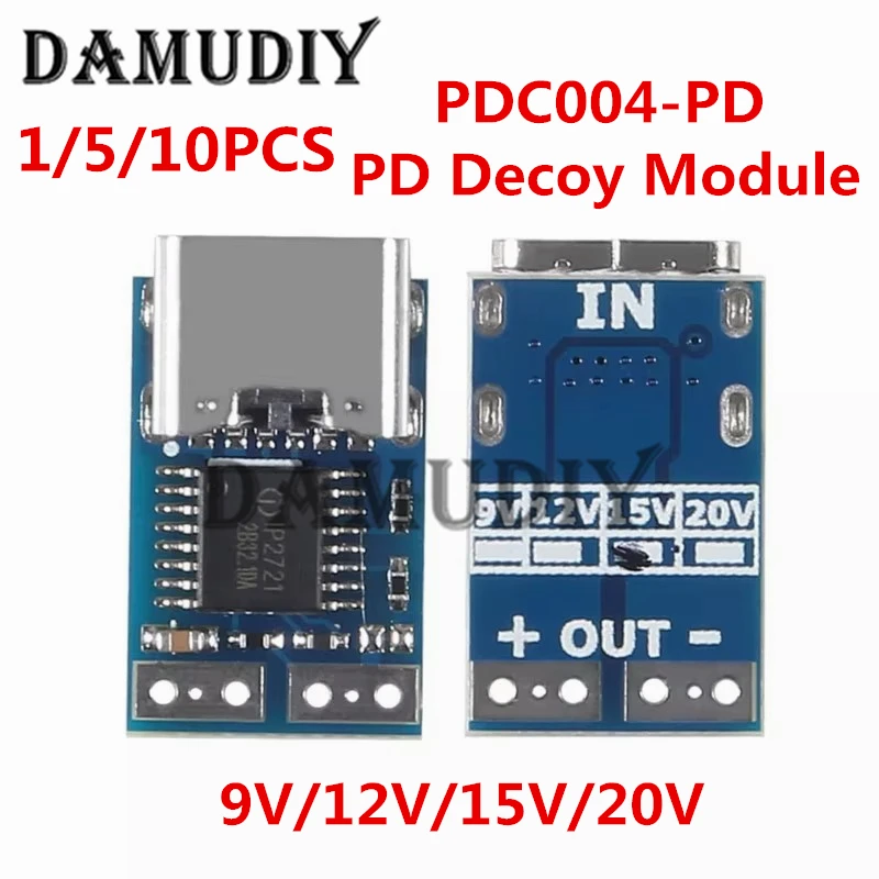 10pcs PDC004-PD 9V 12V 15V 20V PD decoy module Ip2721 PD23.0 to DC DC trigger extension cable QC4 charger