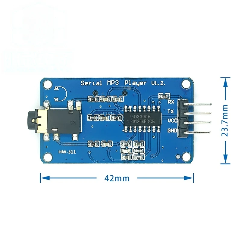 YX5300 ist kompatibel mit dem YX6300 UART TTL seriellen MP3-Musikplayer-Modul mit Micro-SD. – Detail 2