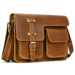 Vintage Style Leather Shoulder Bag Crossbody Men Bags Genuine Leather Sling Bag Cow Leather Small Bags One Shoulder Bag For Male