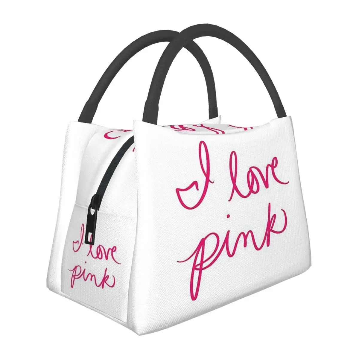 

I Love Pink Lunch Bags Insulated Bento Box Portable Lunch Tote Picnic Bags Cooler Thermal Bag for Woman Kids Office