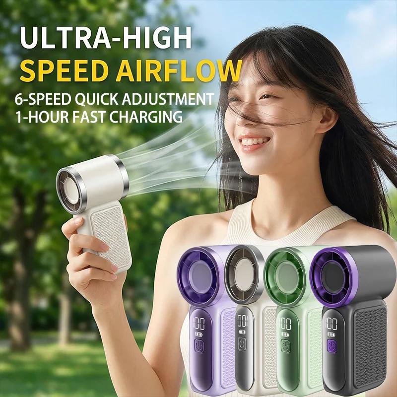 

Mini High Speed Handheld Fan 3000mAh LED Display Portable Turbo Fan Desk Fan Outdoor Cooling Rechargeable Fan