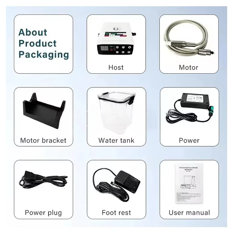 Dental Electric Micromotor with Water Tank and Fiber Optic Handle for 1:1 1:5 16:1 Contra Angle Lab Tools Dentist Equipment