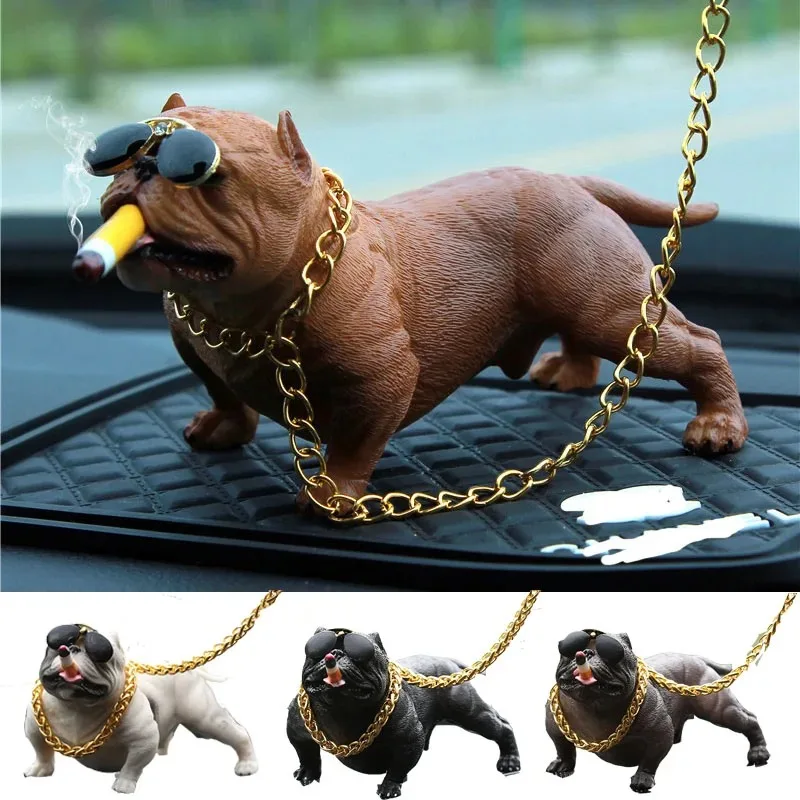 Bully Bulldog Car Ornament crafts Cute Creative personality Upscale dog social decoration ornament