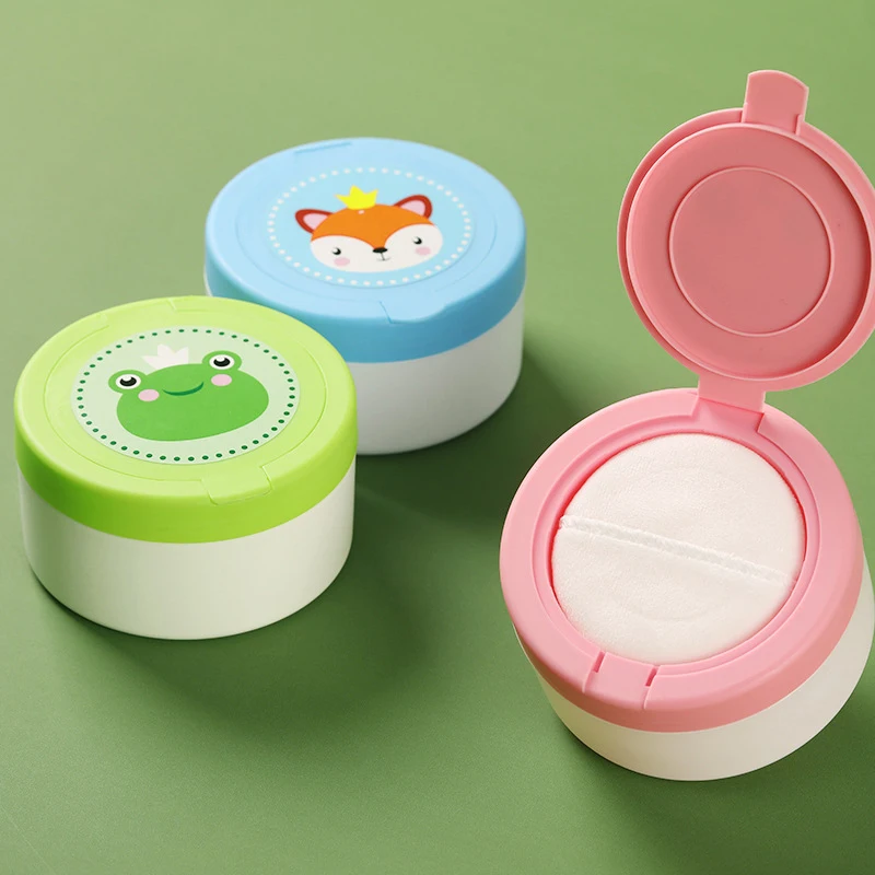 Estuche para Polvo Corporal de Bebé con Borla, Portátil, Seguro, Vacío, Caja de Almacenamiento de Polvo Corporal para Recién Nacidos, Soporte para Borla Cosmética