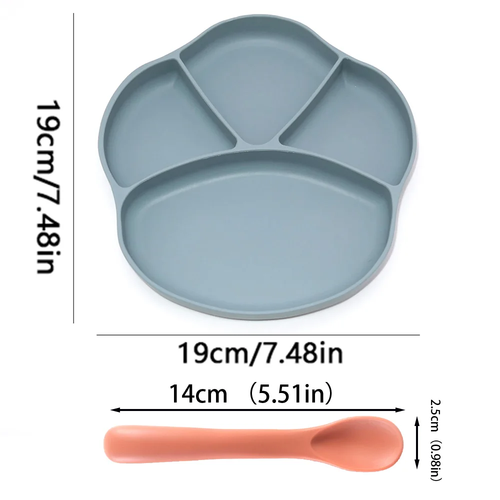 ซิลิโคนเด็ก Sucker ซิลิโคนรับประทานอาหารแผ่นช้อนข้าวชุดน่ารักการ์ตูนเด็กจาน SMILE Face ชุดอาหารเด็ก Retro เด็กชาม