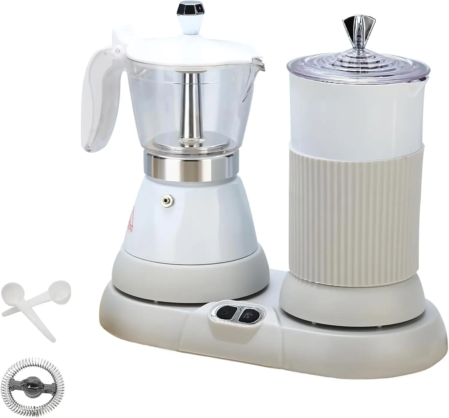 

Electric Espresso Maker with Milk Frother, 2-in-1 Moka Pot for Fine Dense Froth, One-Touch Operation, 110V