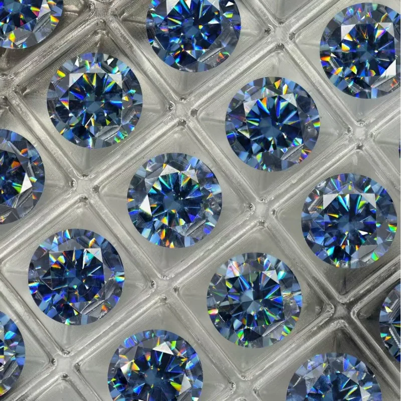 Royal Blue Moissanite Stone With GRA Certificate Round Hand Cut 0.1-5.0ct Loose Gemstone Pass Tester for DIY Jewelry Making