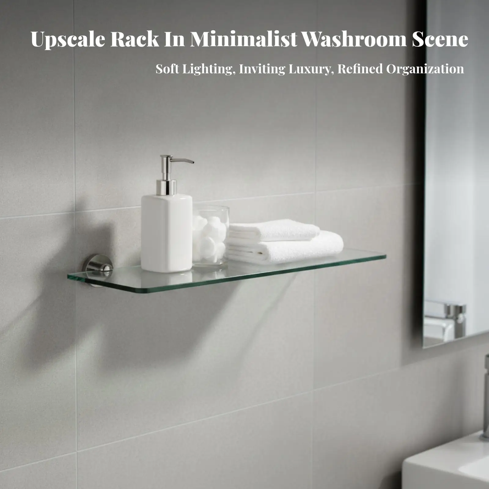 Rust Resistant Glass Bathroom Mirror Shelf for Small Spaces Toiletries and Cosmetic Jar Holder