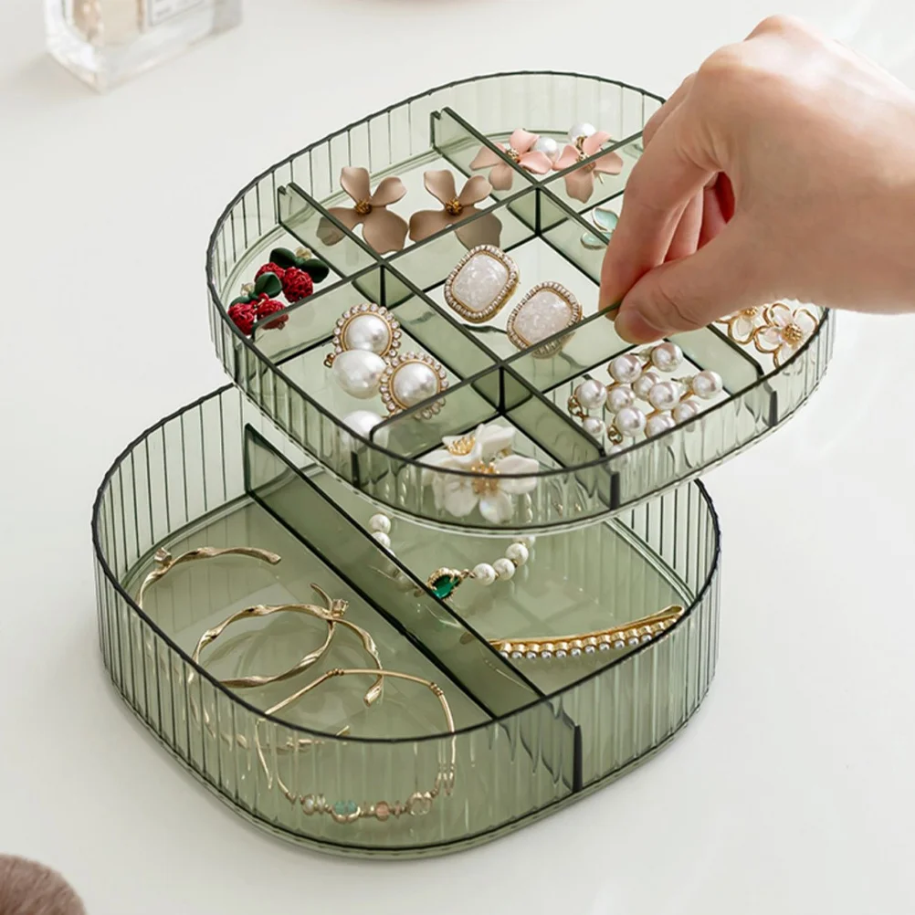 

3-Layer Jewelry Storage Box Stackable Organizer for Earrings Rings Jewelry Holder Desktop Dresser Storage Container