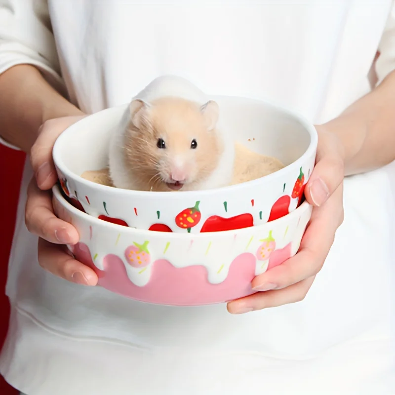 Filles en céramique anti-déversement pour petits animaux de compagnie, mangeoire pour hamster, bol de nourriture, ours doré, Harvey, 1 pièce