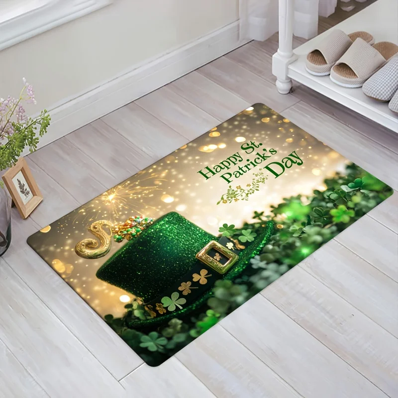 Newest Doormat Christmas Snow Cabin Xmas Tree Gift Print Flannel Doormat Non Slip Holiday Front Door Mat