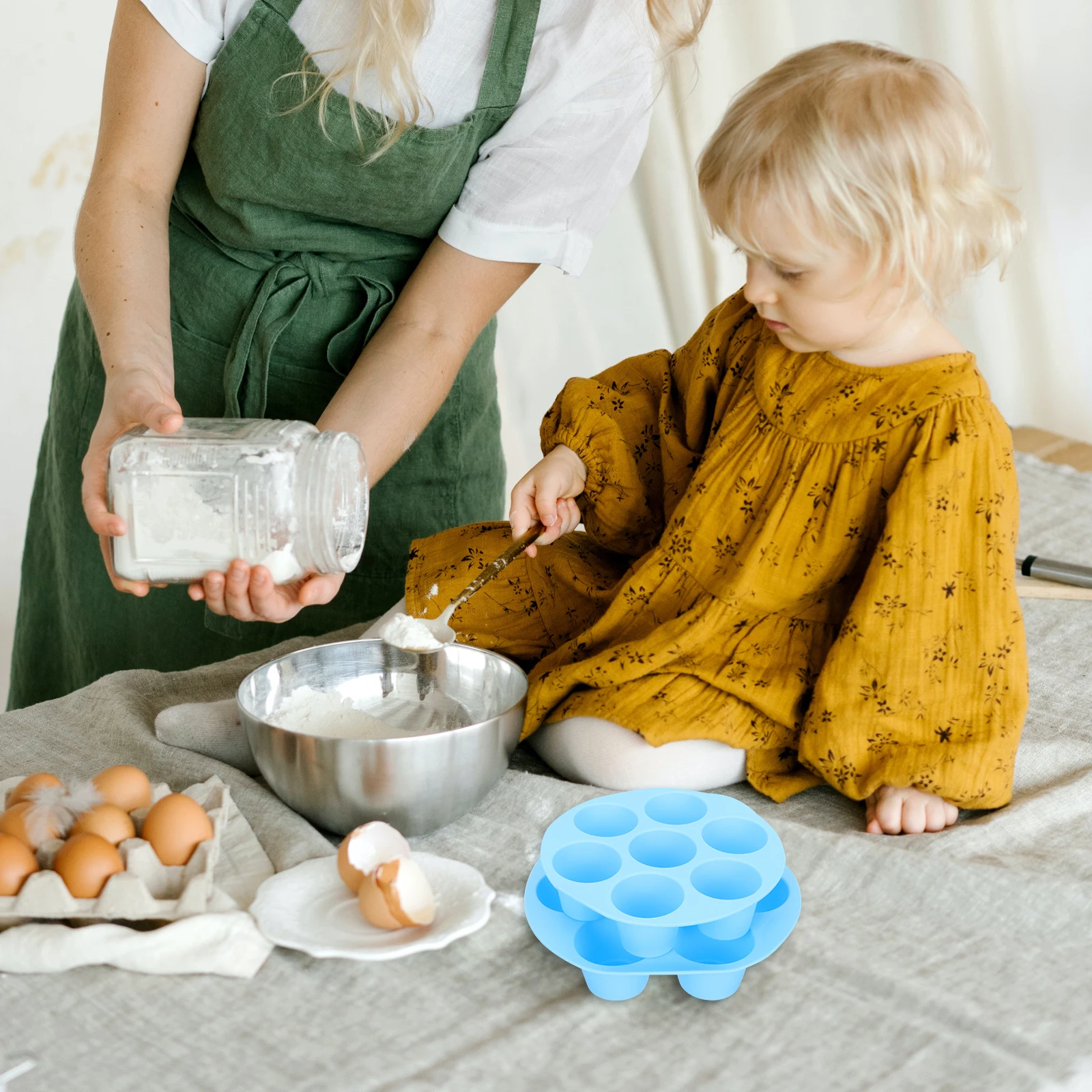 

2Pcs 7 Holes Silicone Muffin Pan Baking Mold Cake Decorative Gel Pans Seven Design DIY Home Shop Use Clean Out Mold Practical