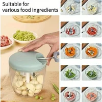 Garlic Mincer Hand Cutter - Hand Pull String Food Processor Vegetable Chopper - for Onion, Ginger, Fruits, Nuts, Dishwasher Safe 5