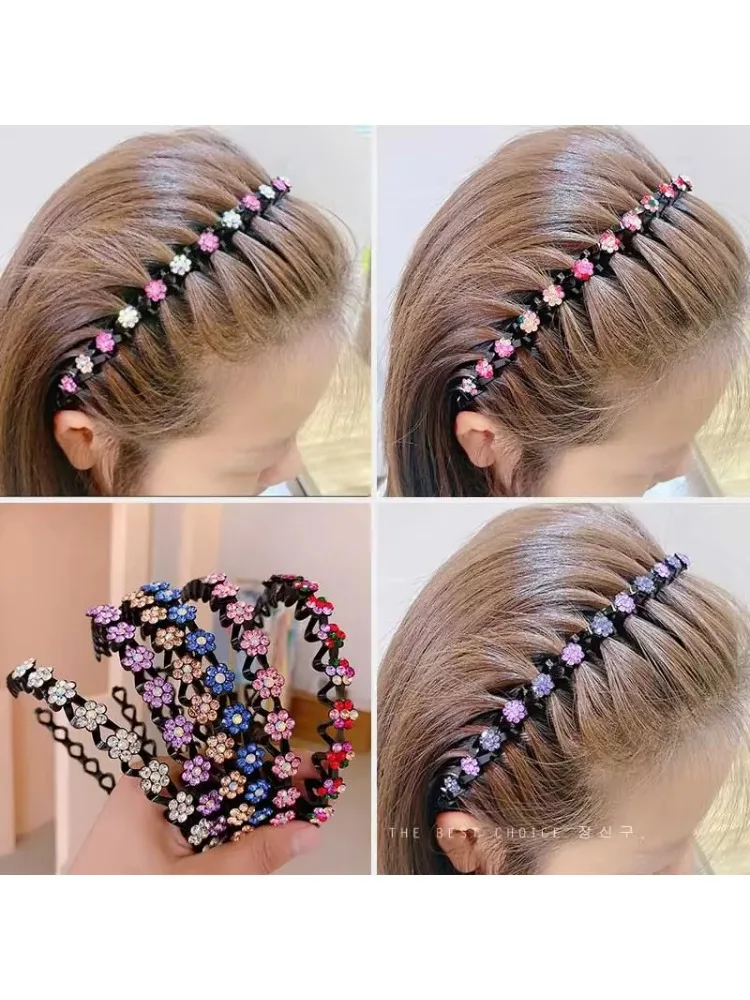 Bandeaux antidérapants en strass pour femmes et filles, bandeaux ondulés solides, lunette, cerceau de cheveux à la mode, accessoires de cheveux Boutique pour dames