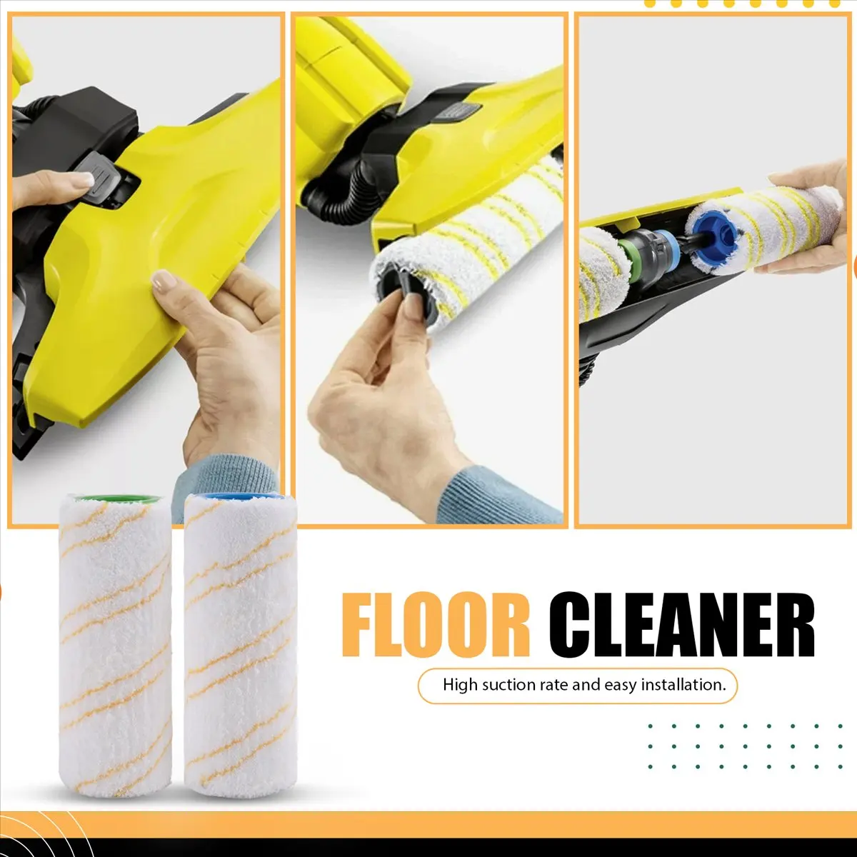 #65T 2 Pieces Rollers for Karcher FC5 FC7 FC3 FC3D Electric Floor Cleaner,floor cleaner,(fiber + plastic)