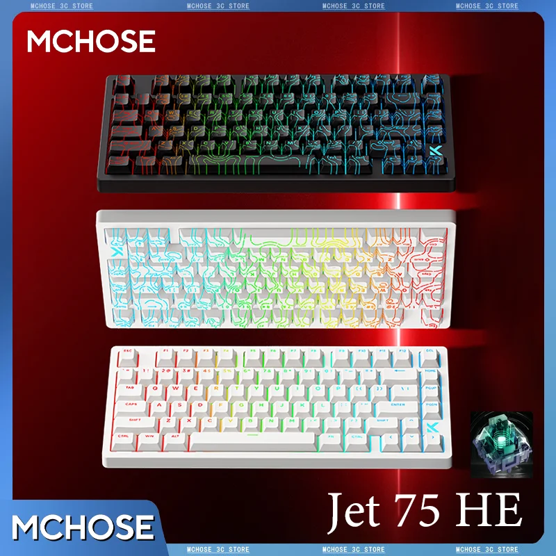 

MCHOSE JET75 HE Gaming Keyboard Support DKS SOCD 0.01MM Rapid Trigger 8K Polling Rate Dynamic RGB Customized Magnetic Switch