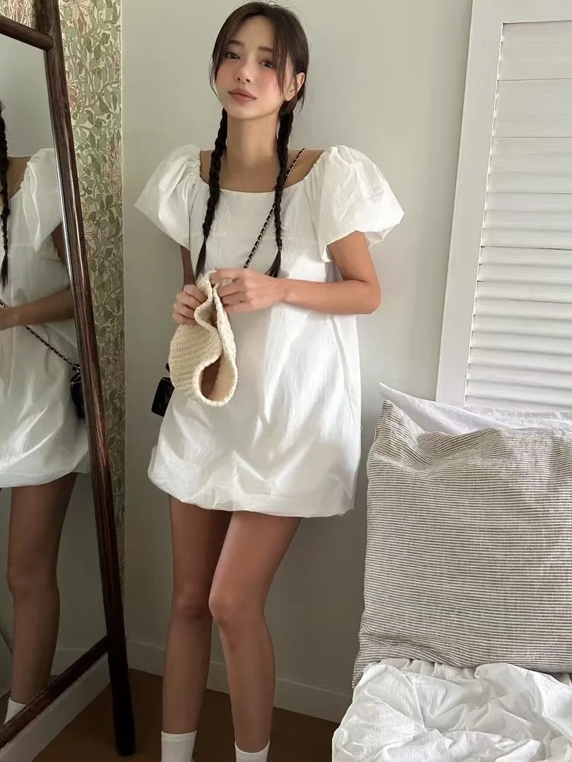 Gonna bianca Bubble Sve Flower Bud Dr Estate da donna Nuova semplice eleganza Gonna ort allentata Pendolarismo Sle Altro materiale