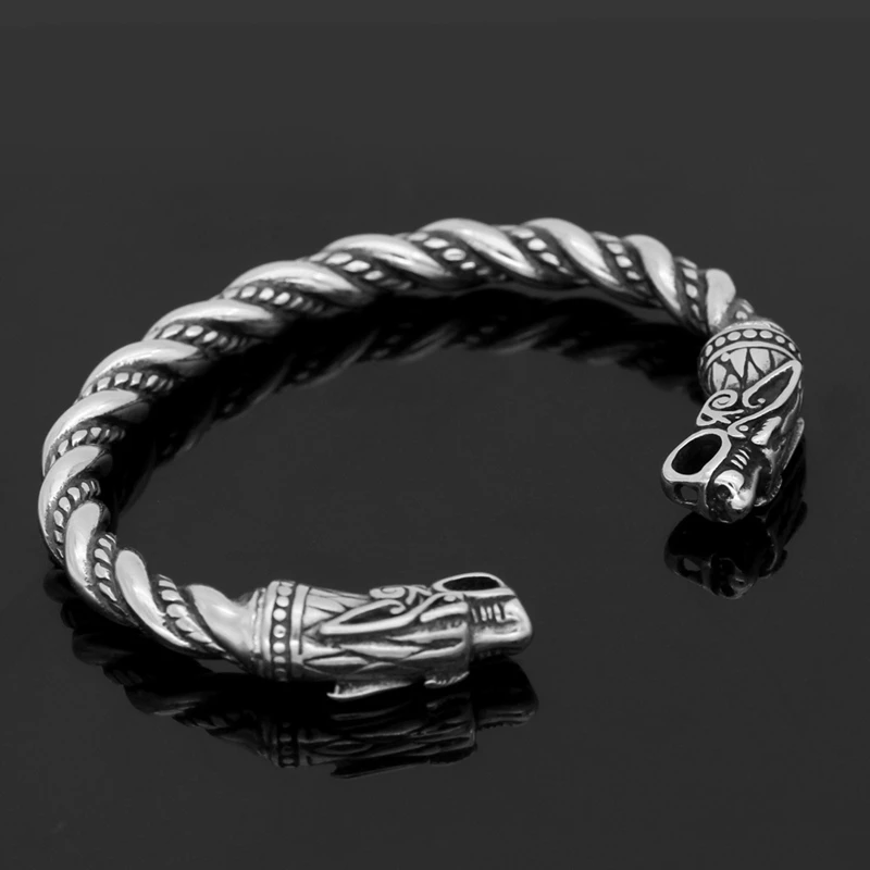 Fashion Animal Accessories Goth Hiphop Dragon Head Open Men Bracelet Viking Bangle Wristband Cuff Bracelets Couple Jewelry