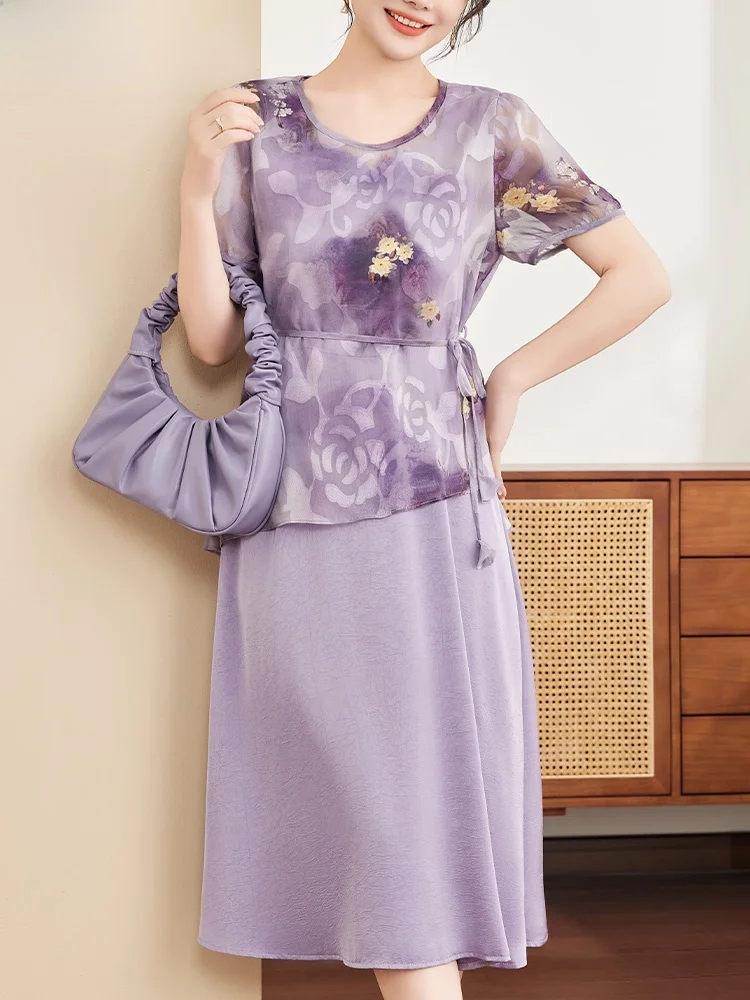 

Ele Two-Piece Set Summer Clothing ort Sve Dr Midi Skirt for Middle-Aged Women Faionable Loose Fit Polyester Blend