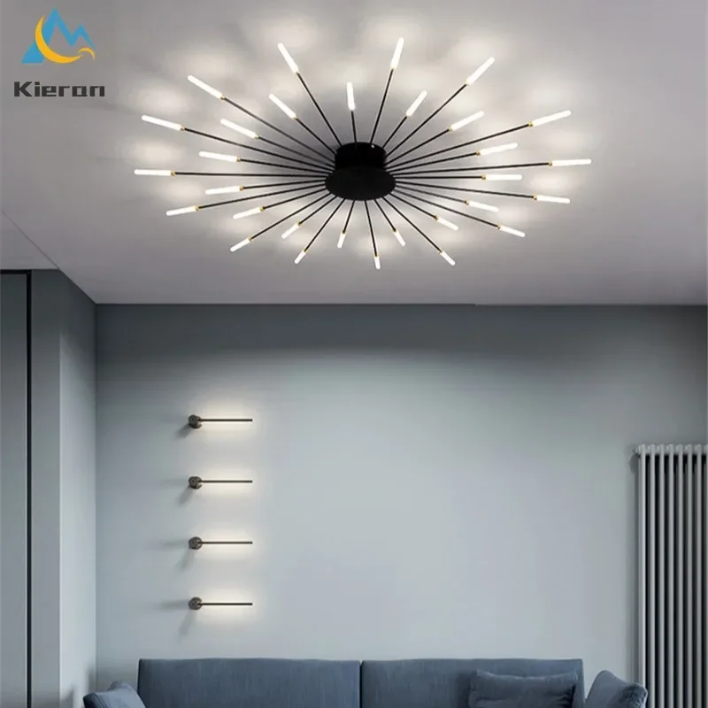 Imagem -04 - Luminária de Teto em Espiral Led Luminária Nórdica de Teto Luxuosa com Design de Fogos de Artifício Lâmpada de Teto para Decoração da Sala de Estar Quarto Dente de Leão