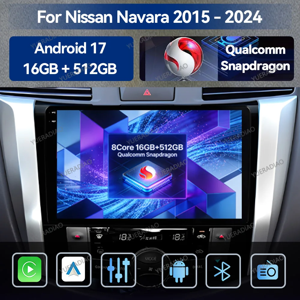 Radio para Auto Android 17 para Nissan NAVARA Frontier NP300 2011-2018, GPS, Reproductor Multimedia, Unidad Principal 2DIN QLED, 4G WIFI