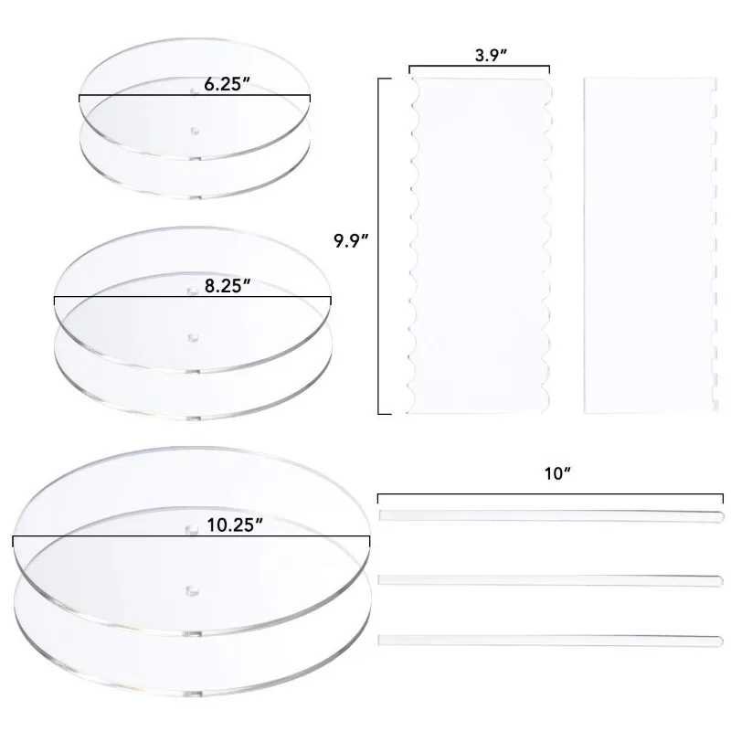 Transparent acrylic cake round cake pan baking scraper set tool comb