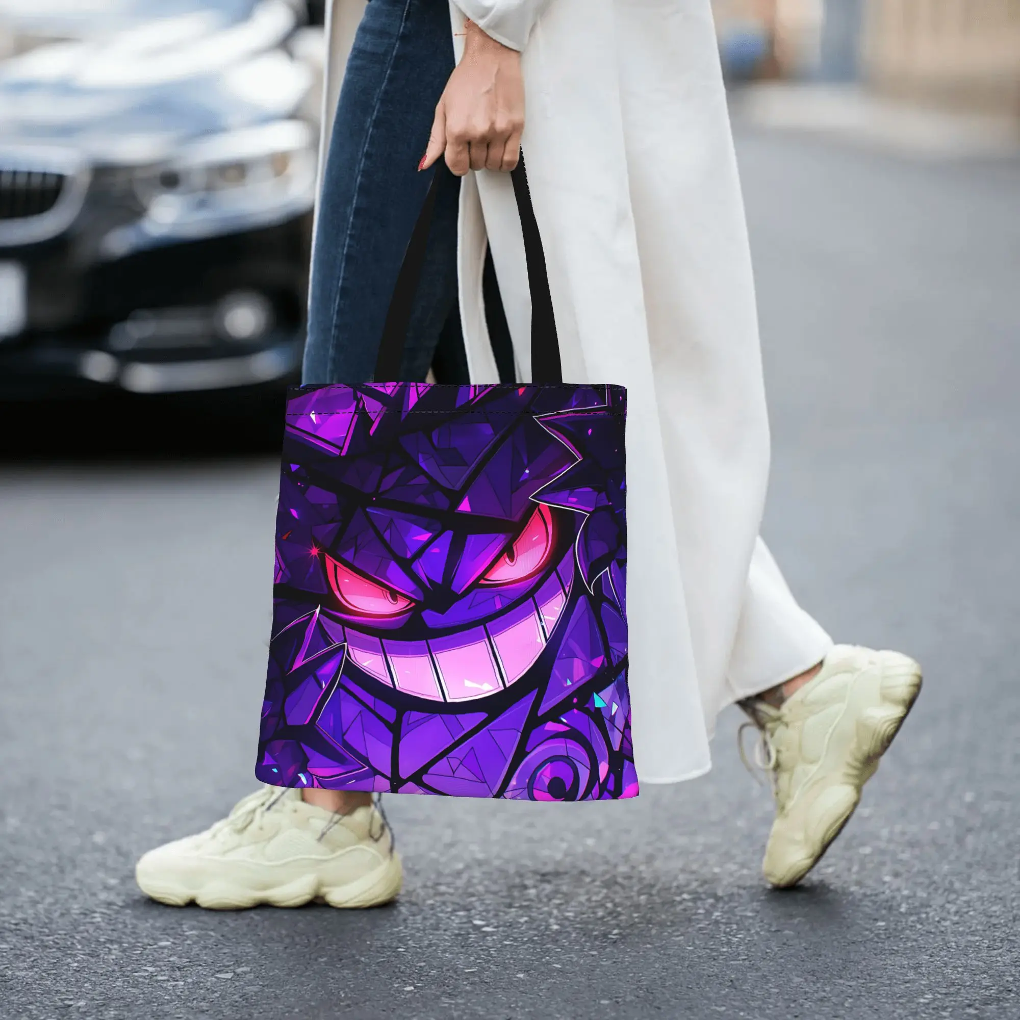 Fashion Pokemon Gengar Crack Texture Women's Bag Shopping Bag  Canvas Tote Bag Women'S Shoulder Handbag Christmas Gift